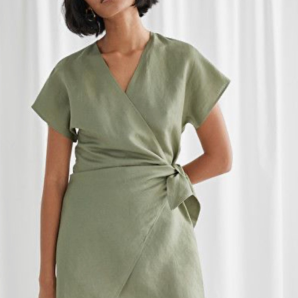 Elegant Olive Wrap Dress